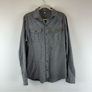 Ibex Mens Gray Wool Blend Button Front Long Sleeve Northstar Shirt Medium FLAWED
